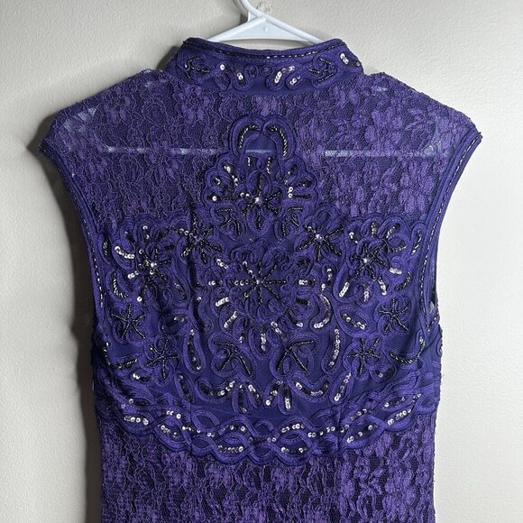 Sue Wong Nocturne Dress Size 8 Purple Beaded Corset Sequin Cocktail Goth Fairy - Picture 11 of 16